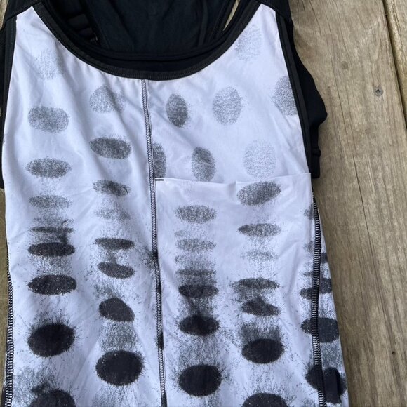 Lululemon Run: For Your Money Tank Seaside Dot White / Black Size 4 - Picture 3 of 8